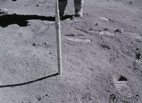 This NASA photo shows the thin layer of dust on the moon.  (public domain image)