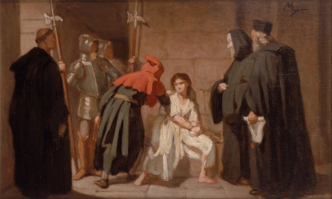 This painting, by French artist Edouard Moyse, is entitled "Inquisition."