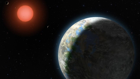 This NASA image represents an artist's conception of what the first four planets around Gliese 581 were thought to look like in 2010.  (click for larger version)