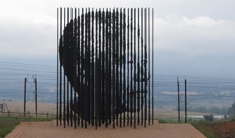 This sculpture marks the approximate location where Nelson Mandela was captured by police on August 5, 1962.  (copyright Kathleen Wile, click for larger image)