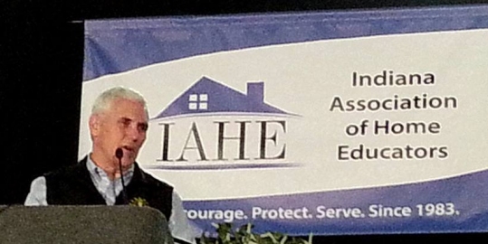 Governor Mike Pence was greeted by Indiana Homeschoolers with a standing ovation.