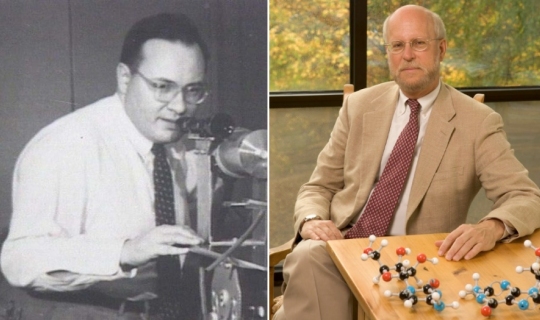 Nobel laureate Dr. Arthur Leonard Schawlow (left) and likely future Nobel laureate Dr. Henry F. Schaefer, III (right).