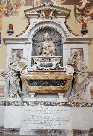 Galileo's tomb in the Basilica of Santa Croce in Florence, Italy (click for larger image)