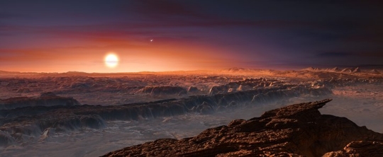 An artist's conception of the newly-discovered planet Proxima Centauri b (click for credit)