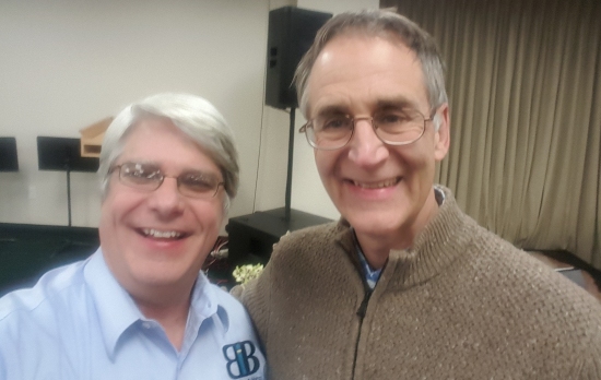 Dr. John Sanford (right) and me (left) at the Creation Science Fellowship Meeting in Costa Mesa, California.